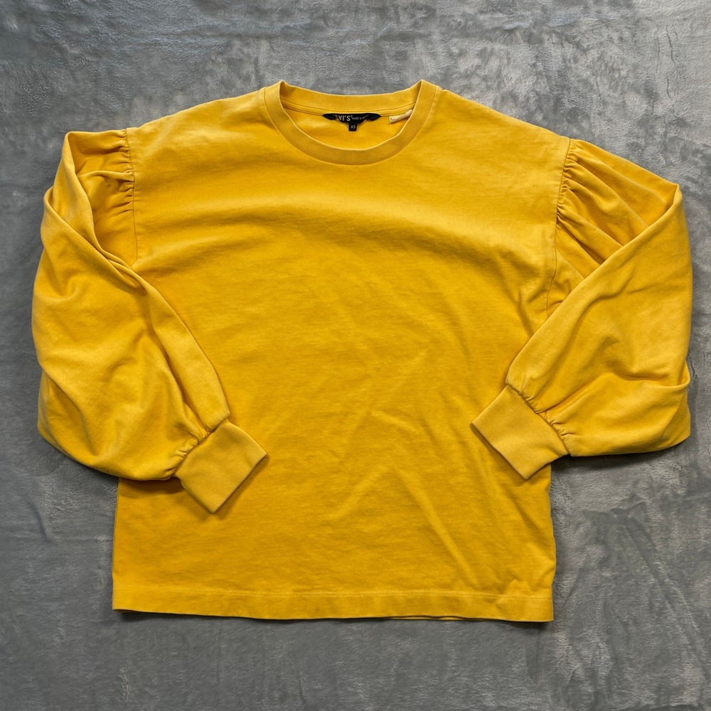 LEVIS Made &‎ Crafted Yellow Puff Long Sleeve Crewneck Shirt Top Womens XS